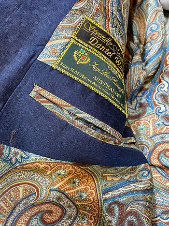 Inside of blue jacket suit
